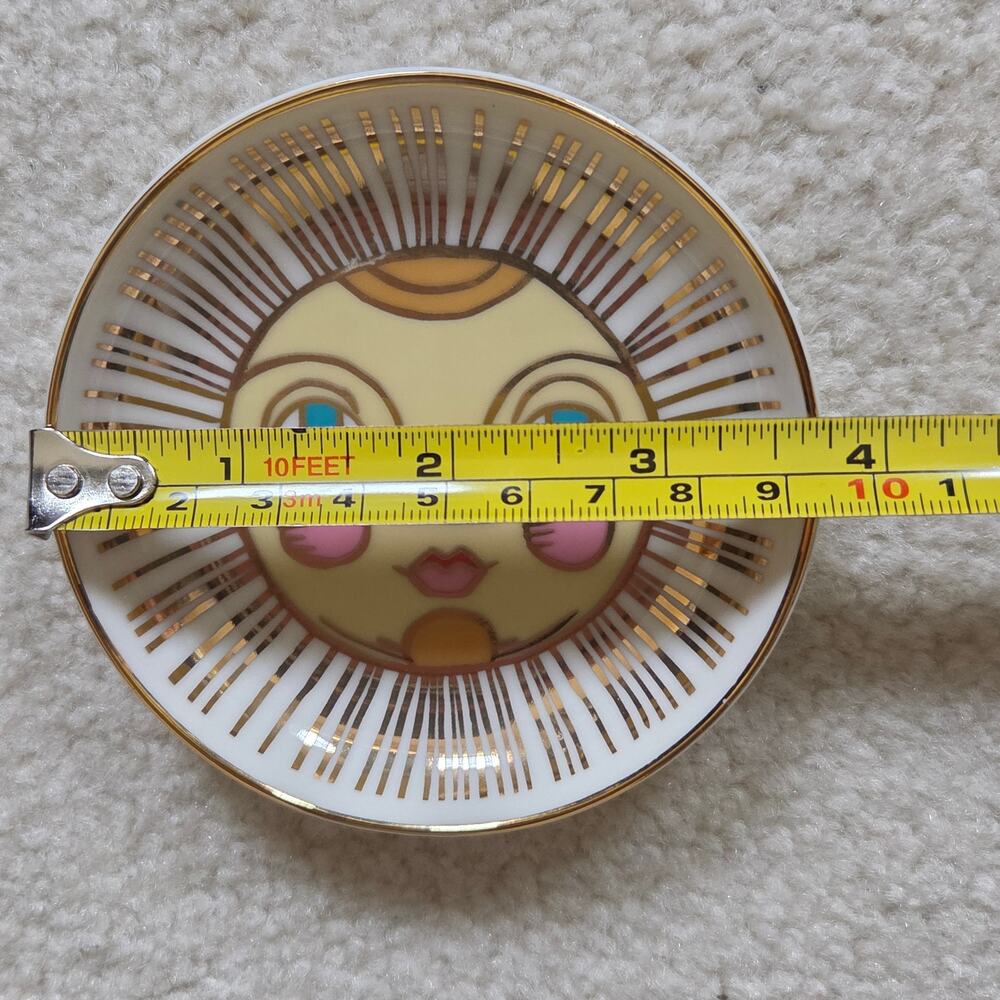 Idlewood Mid-Century Sun Ceramic Celestial Trinket Dish Catchall 10K Gold Rim - Picture 9 of 10